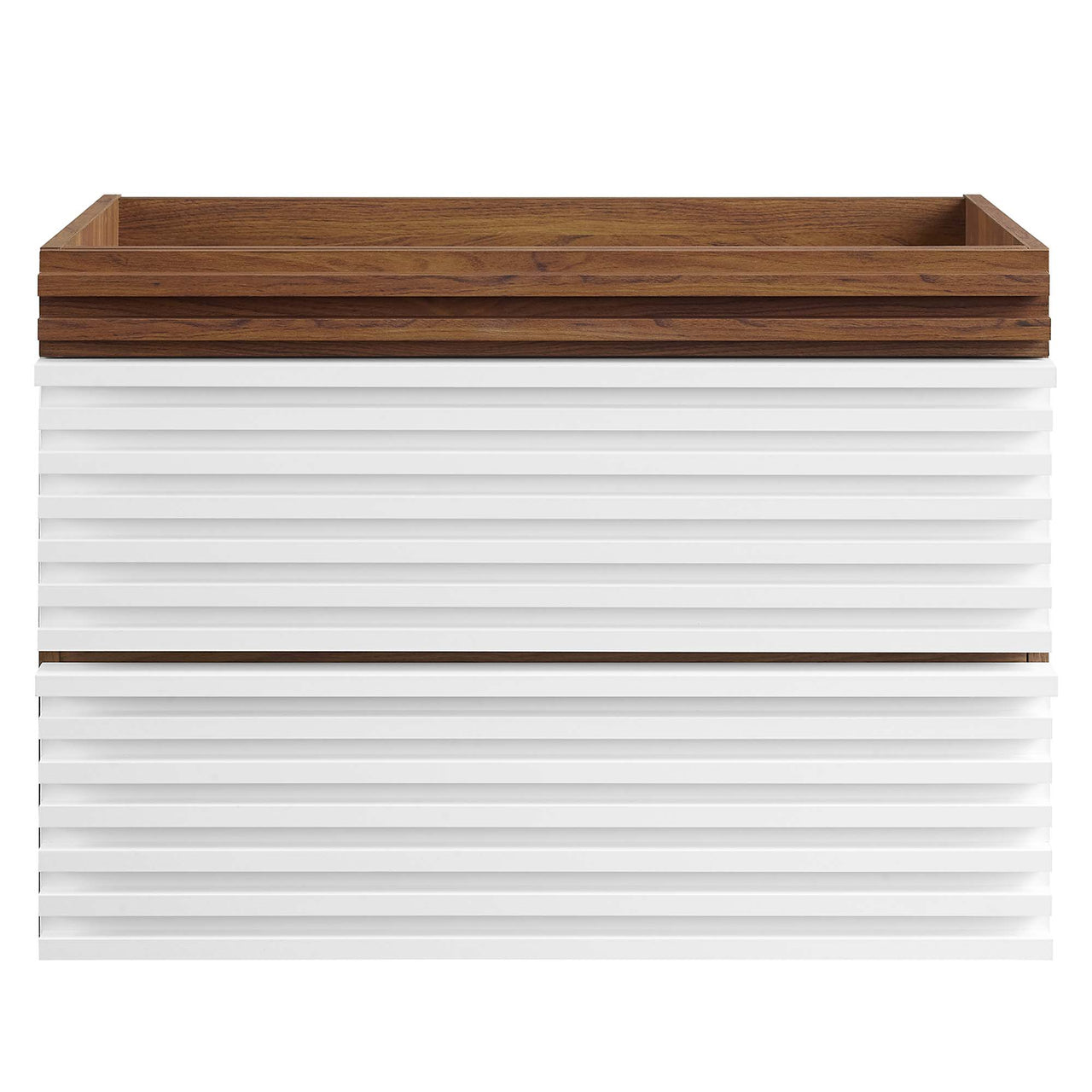 Ventra Floating Vanity Base with Storage, Medium, White & Walnut