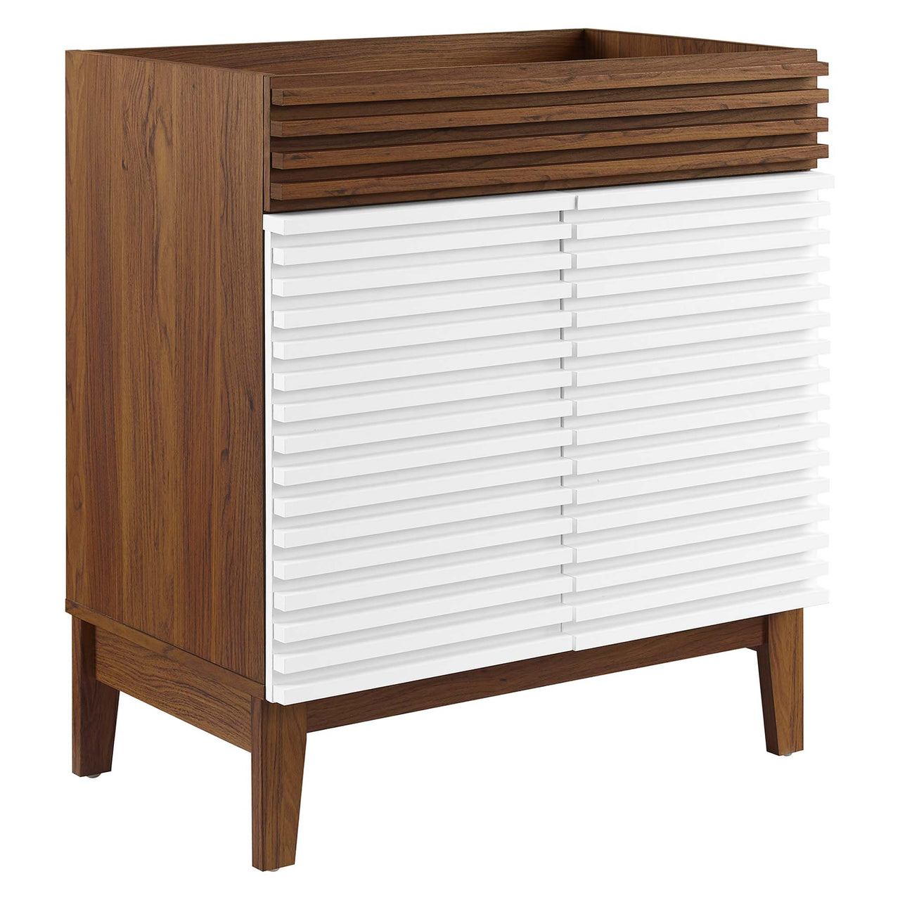 Ventra Vanity Base with Storage, Medium, White & Walnut