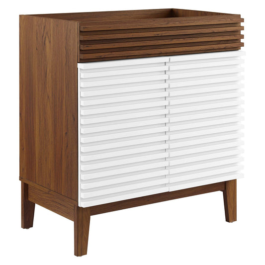 Ventra Vanity Base with Storage, Medium, White & Walnut