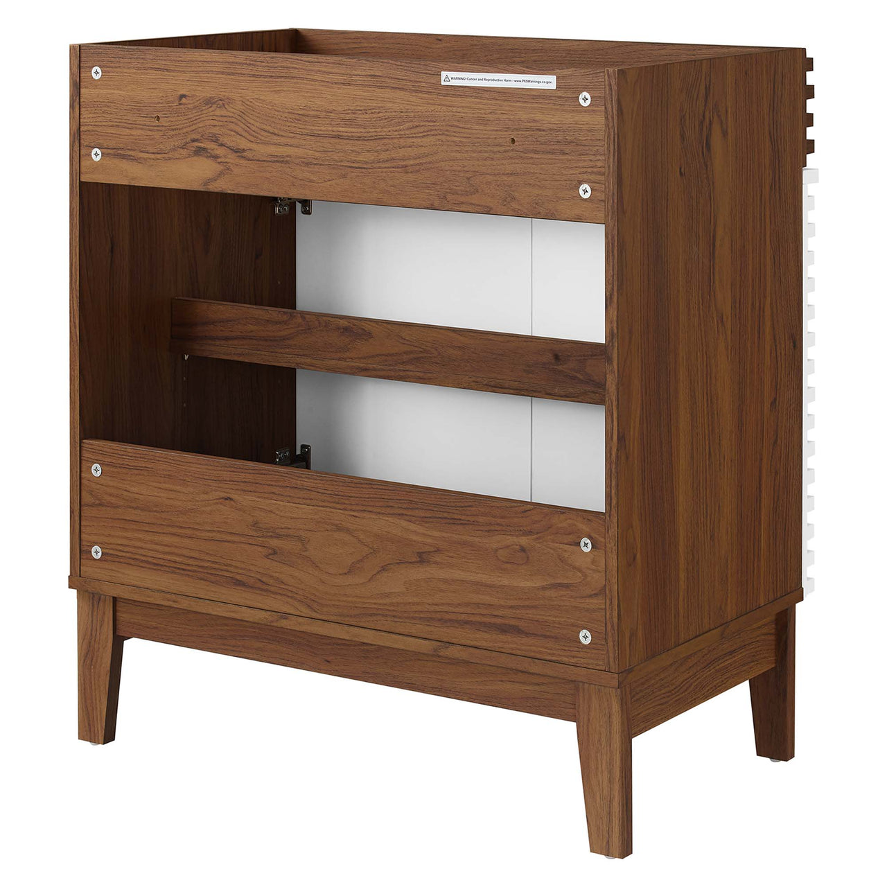 Ventra Vanity Base with Storage, Medium, White & Walnut