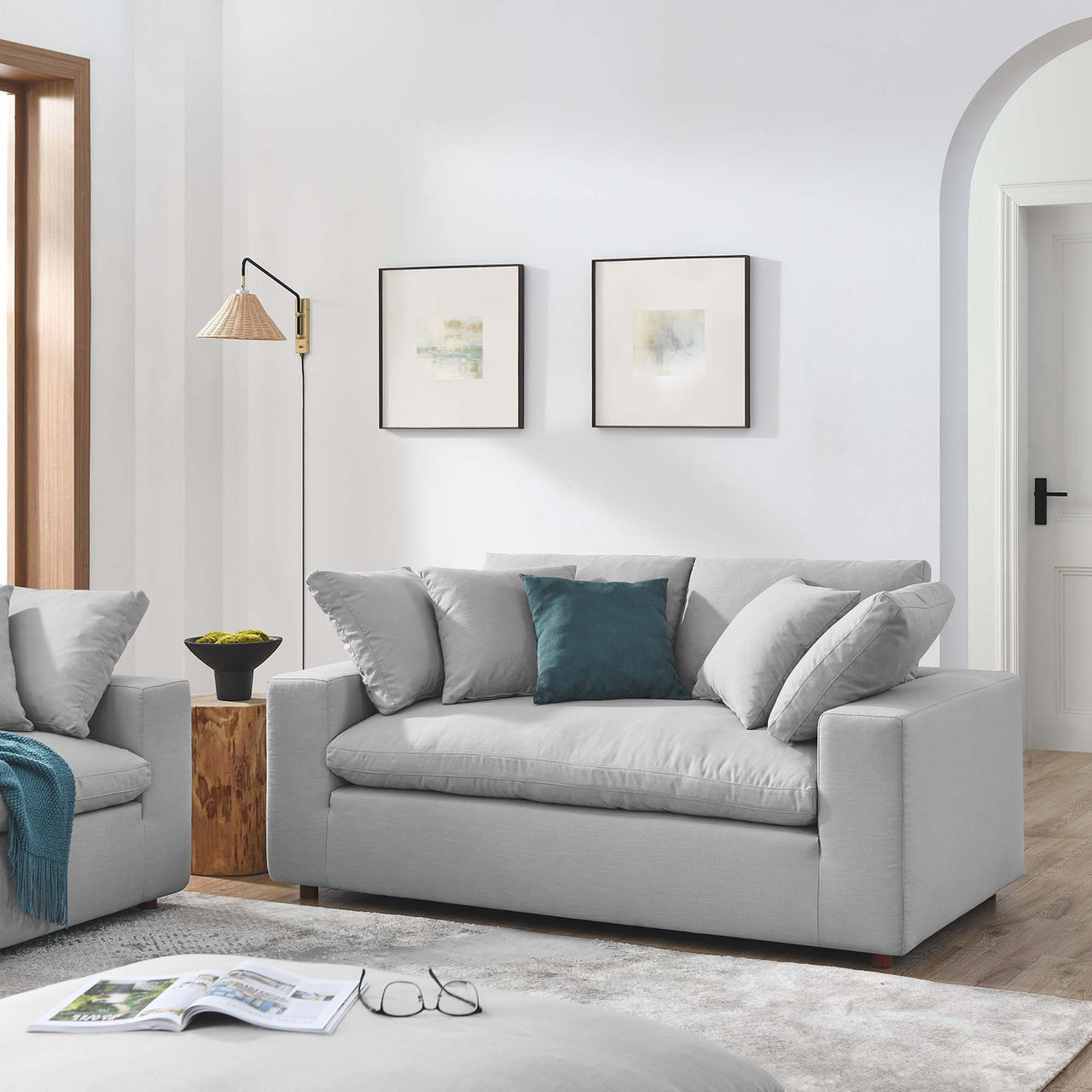 Angelic Cloudblend Loveseat, Light Gray