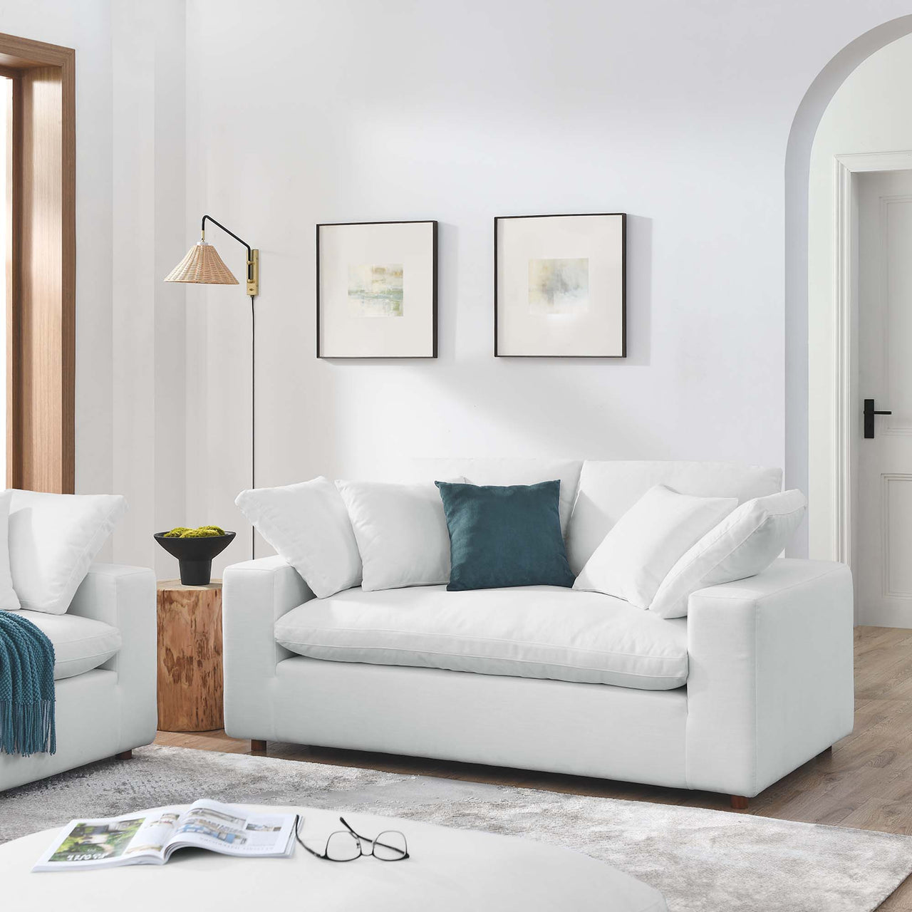 Angelic Cloudblend Loveseat, Pure White