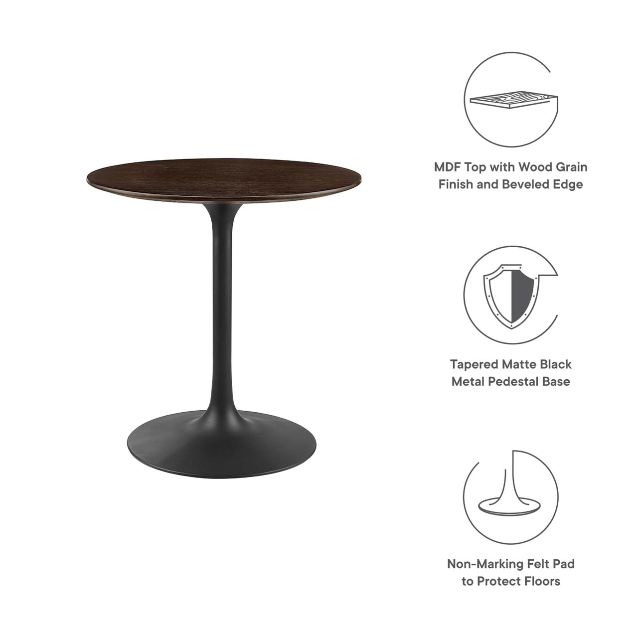 Ensemble Round Dining Table, Extra Small, Black & Cherry Walnut