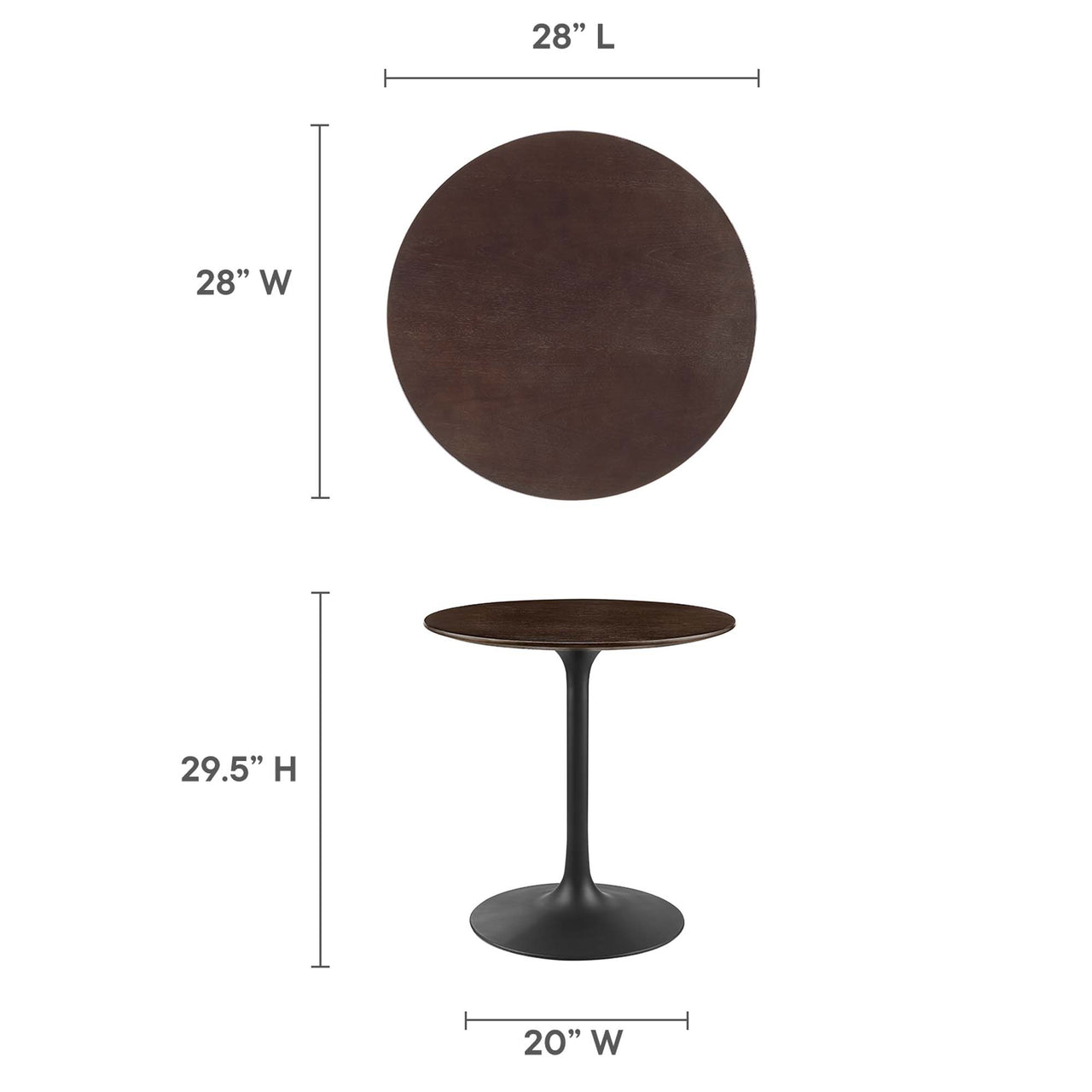 Ensemble Round Dining Table, Extra Small, Black & Cherry Walnut
