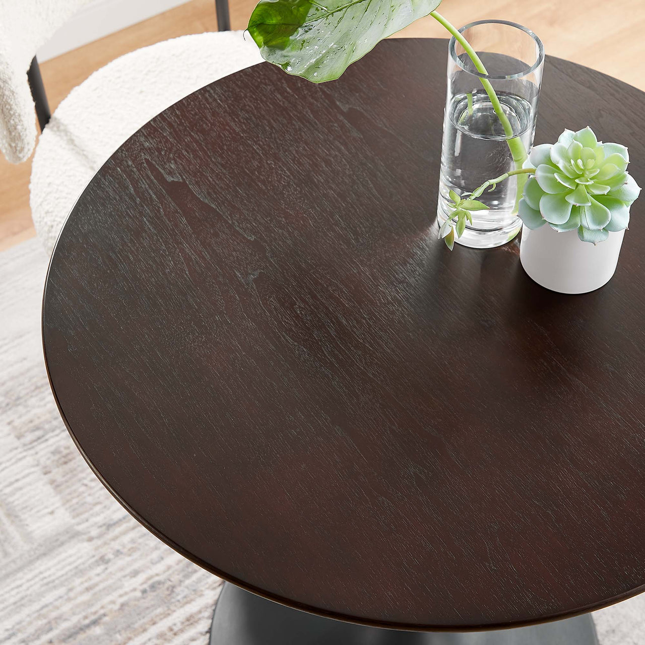 Ensemble Round Dining Table, Extra Small, Black & Cherry Walnut
