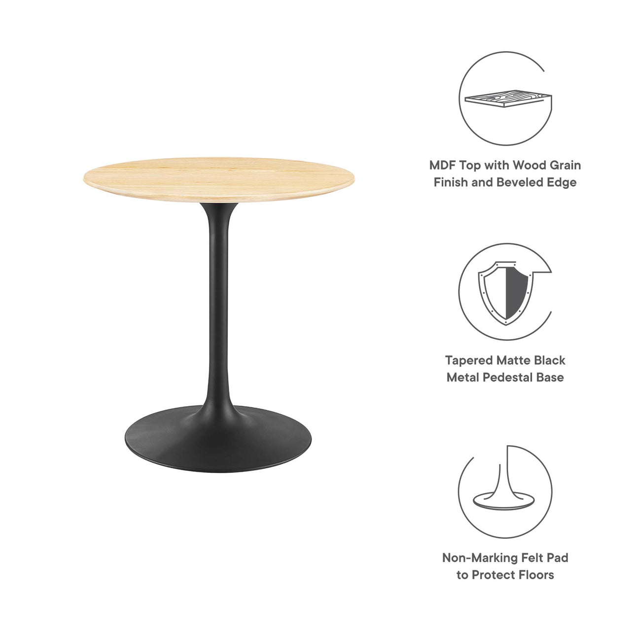 Ensemble Round Dining Table, Extra Small, Black & Natural Wood