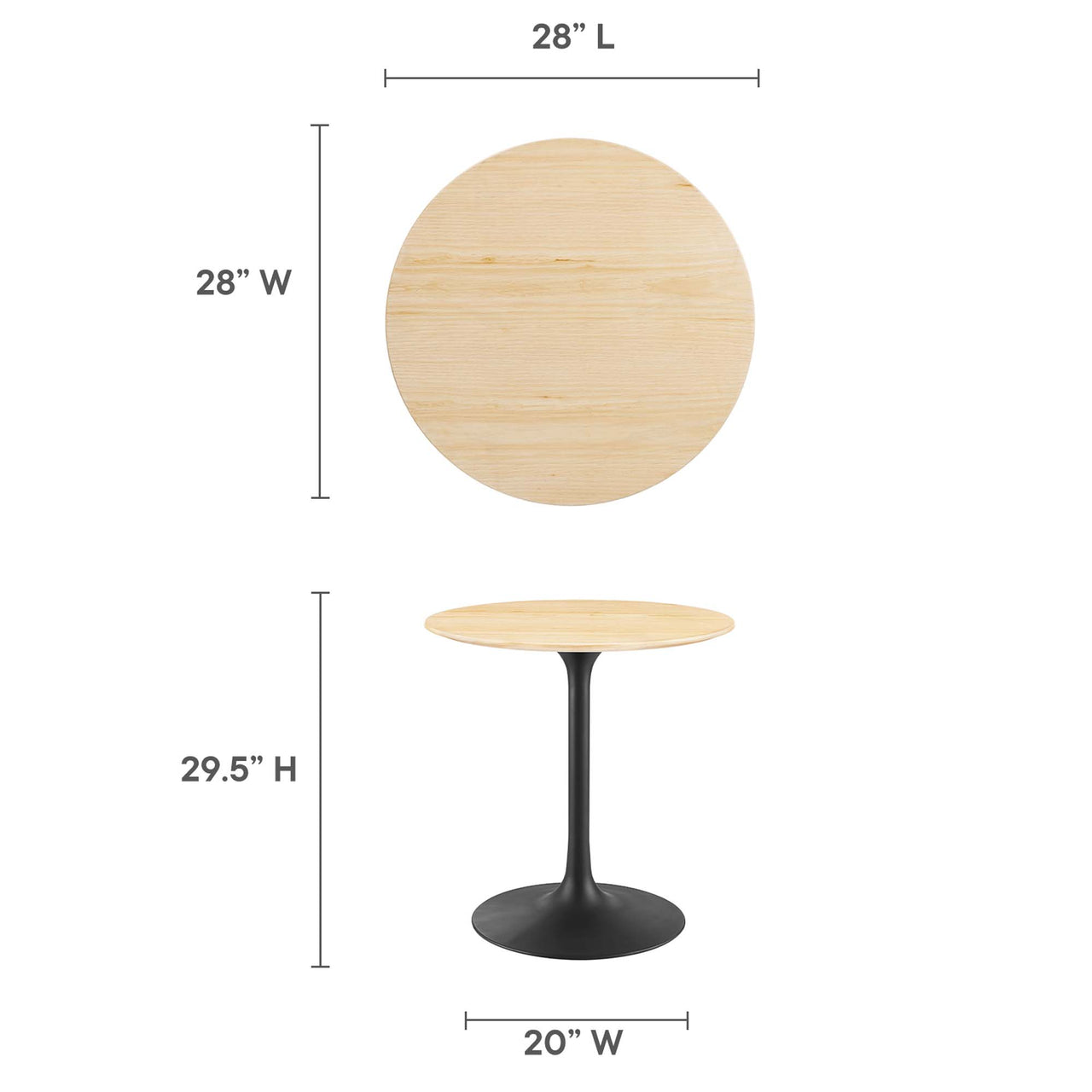 Ensemble Round Dining Table, Extra Small, Black & Natural Wood