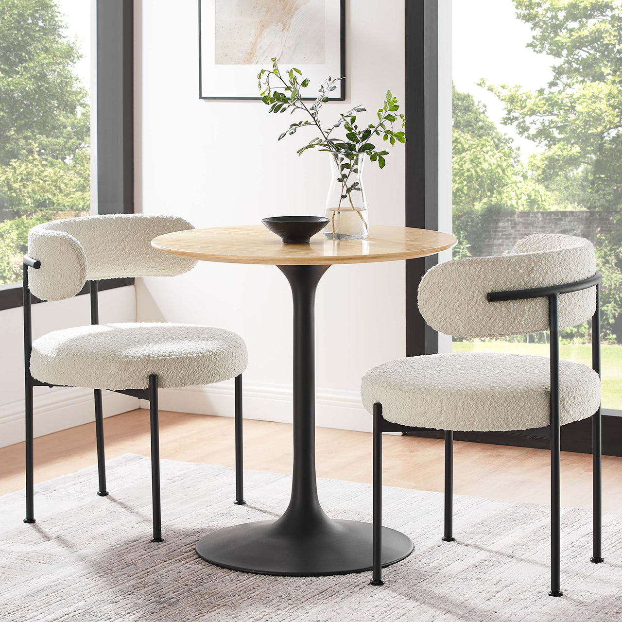 Ensemble Round Dining Table, Extra Small, Black & Natural Wood