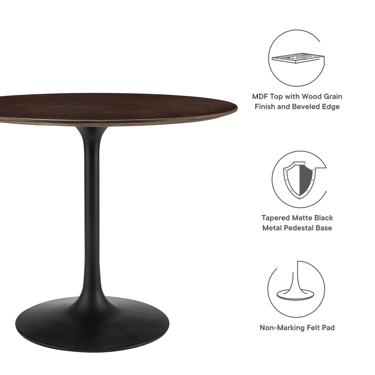 Ensemble Round Dining Table, Small, Black & Cherry Walnut