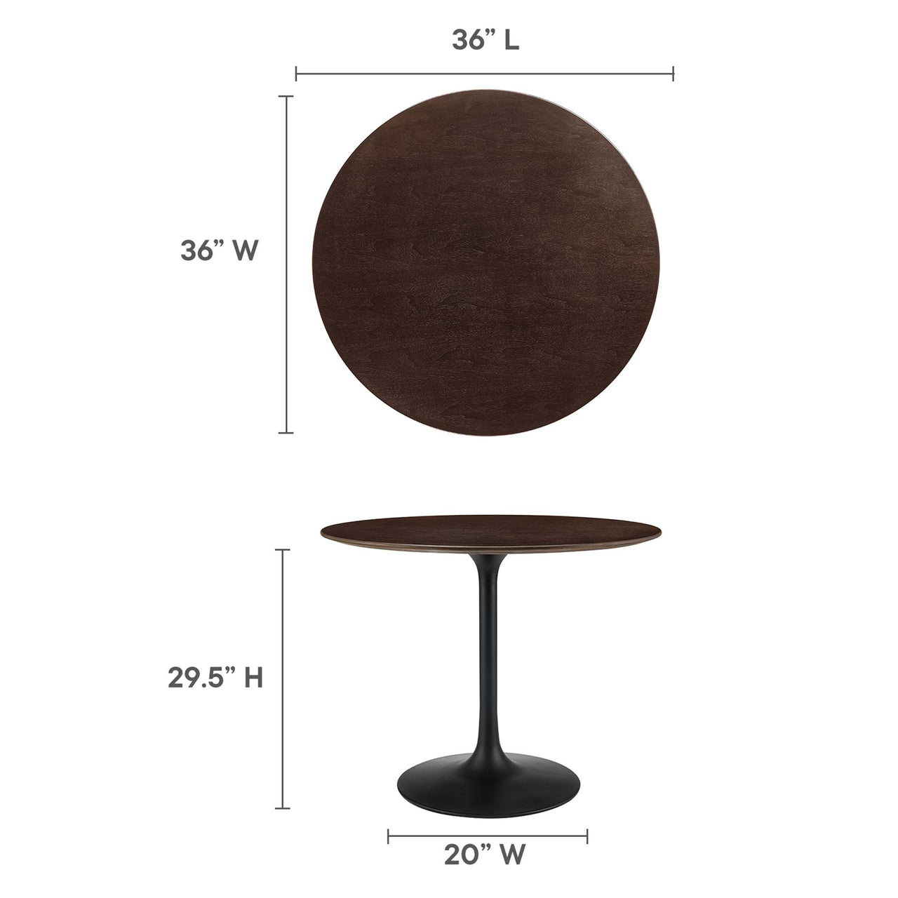 Ensemble Round Dining Table, Small, Black & Cherry Walnut