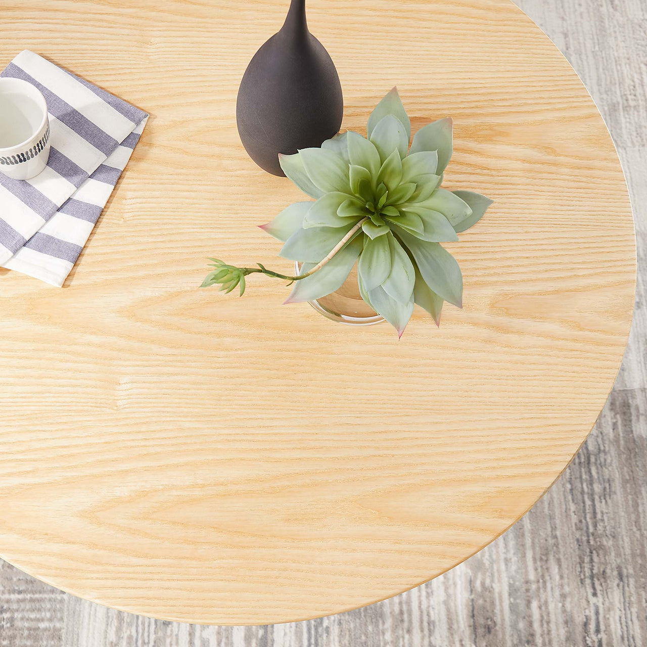 Ensemble Round Dining Table, Small, Black & Natural Wood