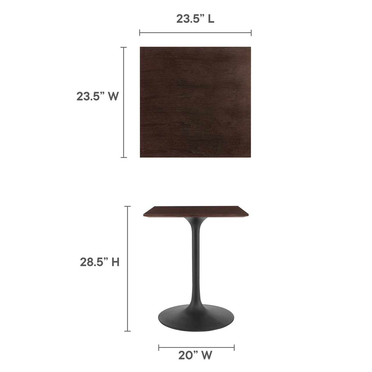 Ensemble Square Dining Table, Extra Small, Black & Cherry Walnut