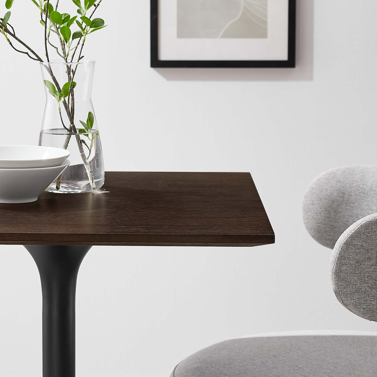 Ensemble Square Dining Table, Extra Small, Black & Cherry Walnut