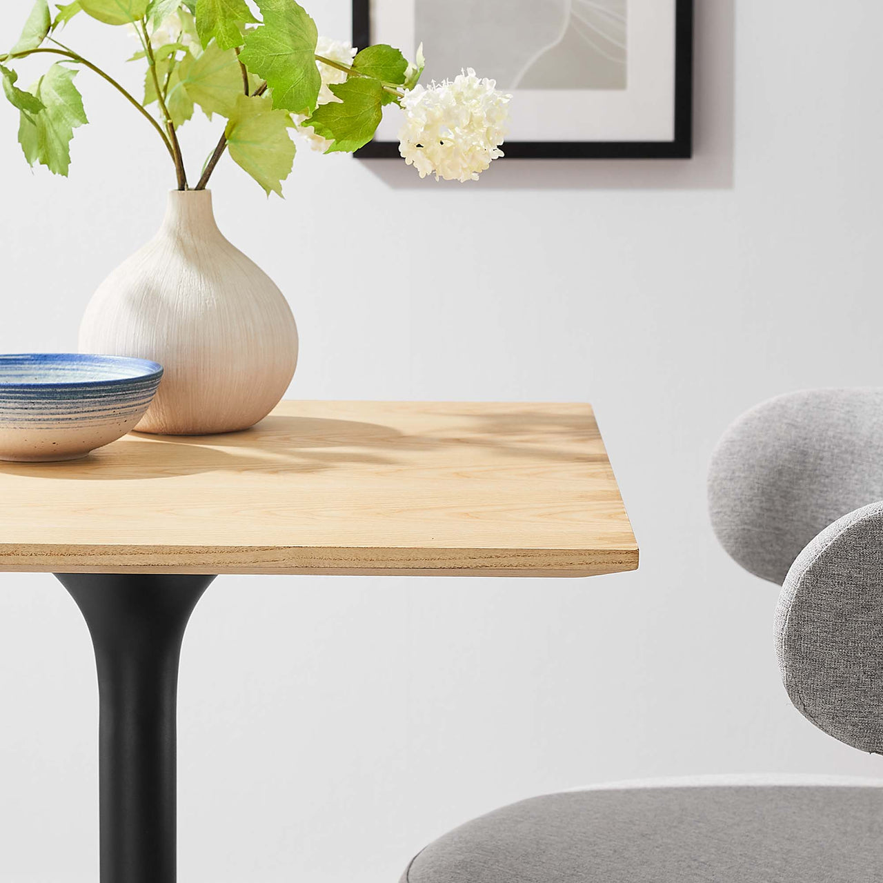 Ensemble Square Dining Table, Extra Small, Black & Natural Wood