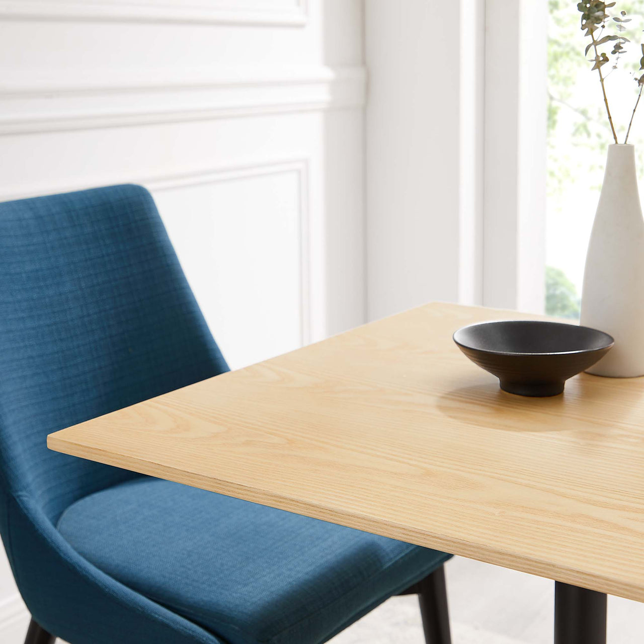 Ensemble Square Dining Table, Small, Black & Natural Wood