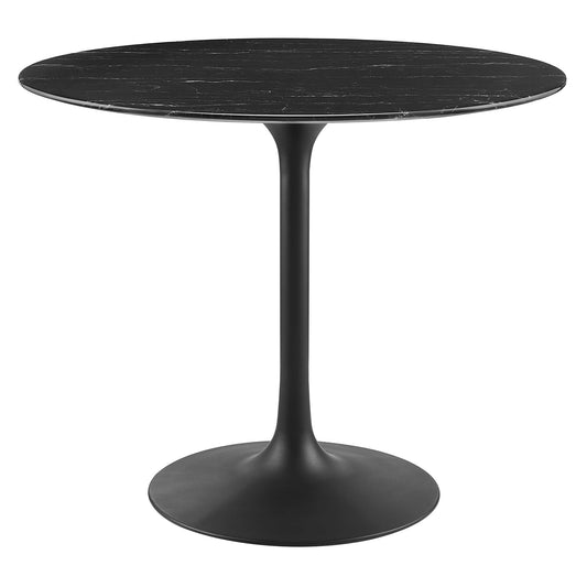 Ensemble Round Faux Marble Dining Table, Small, Black