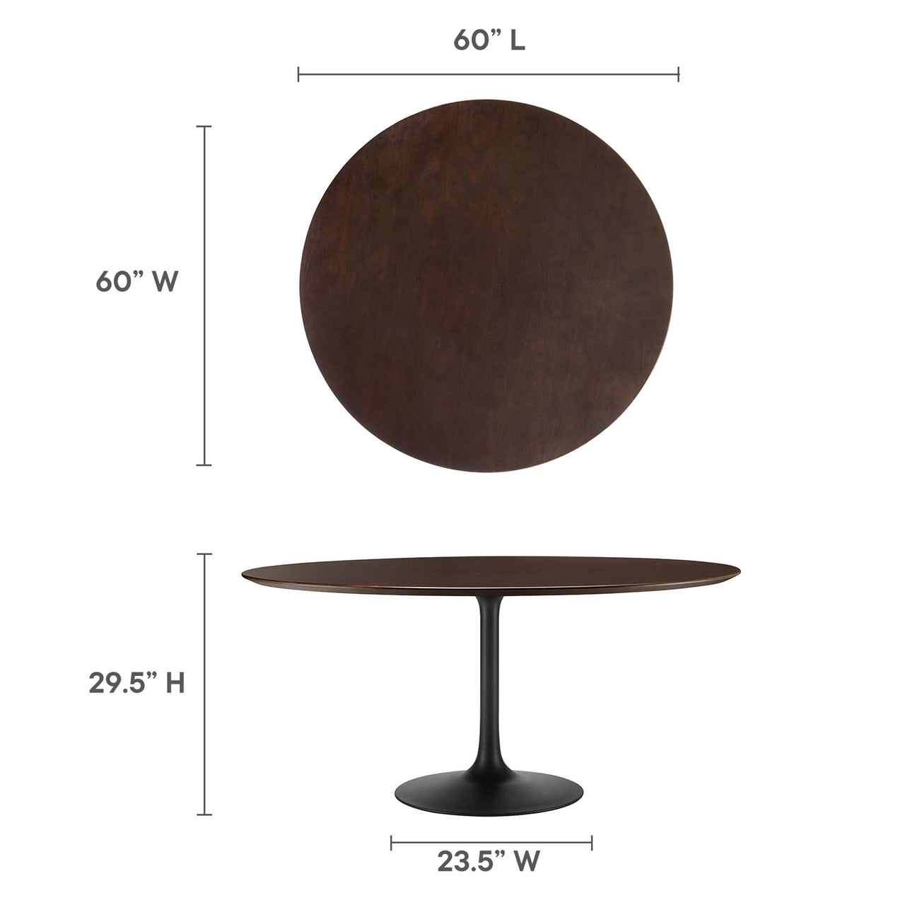 Ensemble Round Dining Table, XXL, Black & Cherry Walnut
