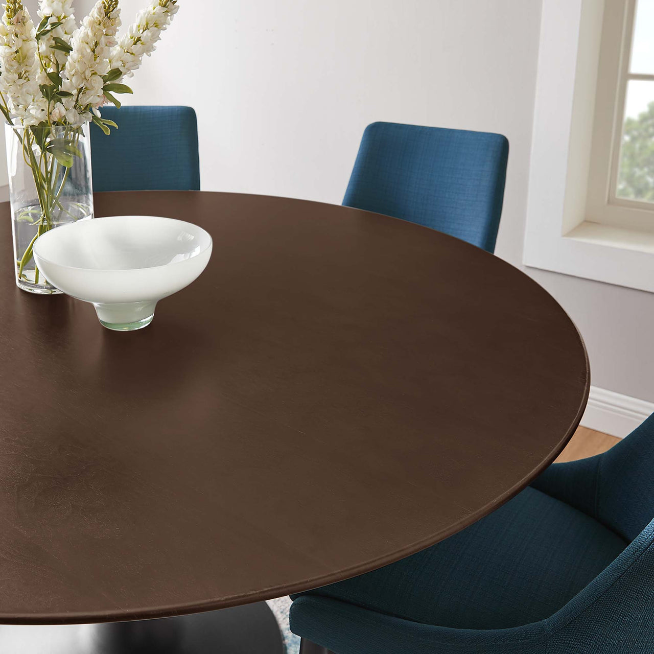 Ensemble Round Dining Table, XXL, Black & Cherry Walnut