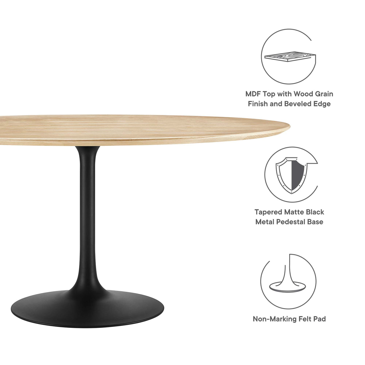 Ensemble Round Dining Table, XXL, Black & Natural Wood