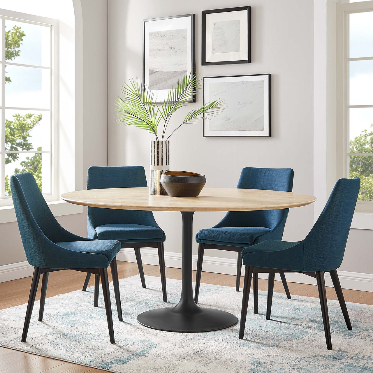 Ensemble Round Dining Table, XXL, Black & Natural Wood