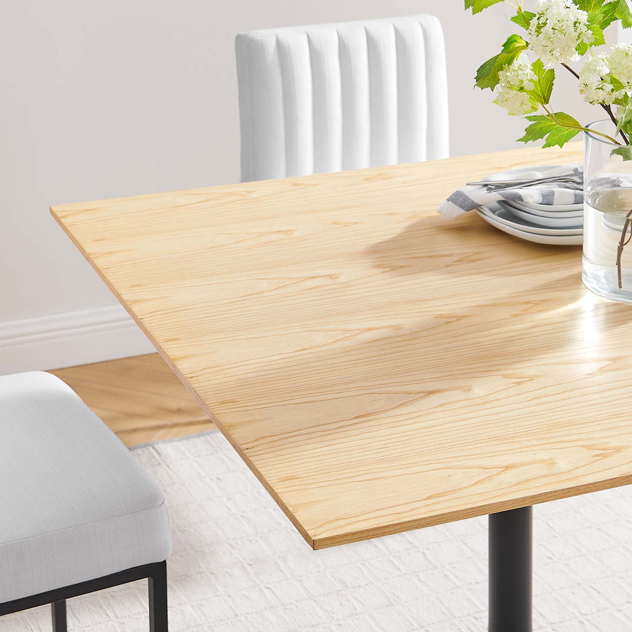 Ensemble Square Dining Table, Large, Black & Natural Wood