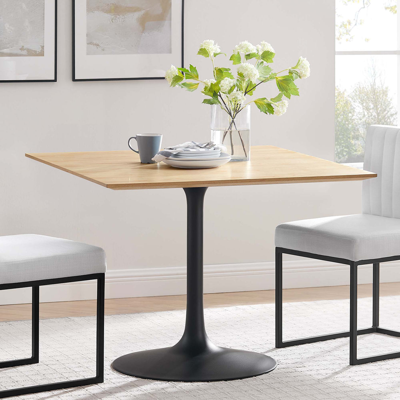 Ensemble Square Dining Table, Large, Black & Natural Wood