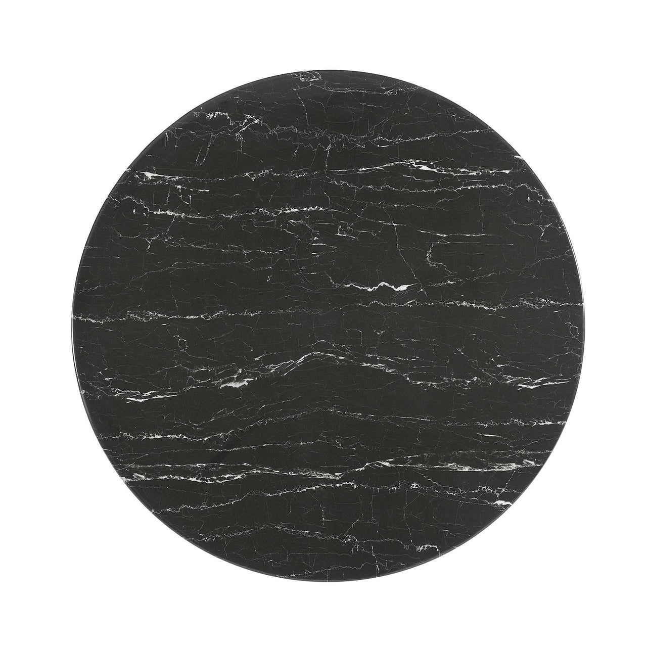 Ensemble Round Faux Marble Dining Table, Medium, Black
