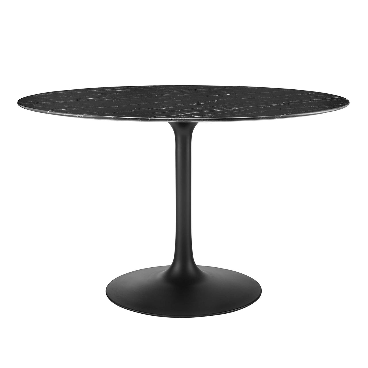 Ensemble Round Faux Marble Dining Table, Large, Black