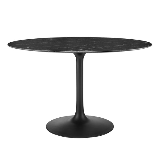 Ensemble Round Faux Marble Dining Table, Large, Black