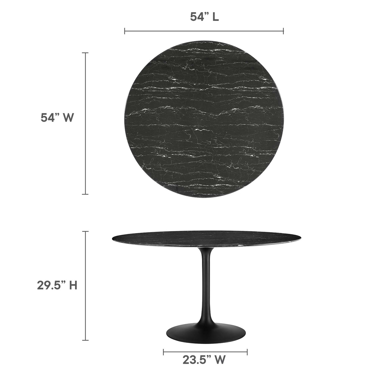 Ensemble Round Faux Marble Dining Table, Extra Large, Black