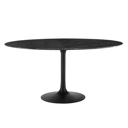 Ensemble Round Faux Marble Dining Table, XXL, Black