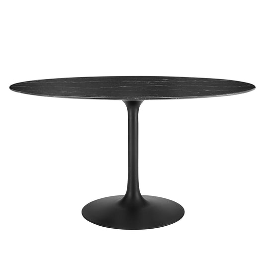 Ensemble Oval Faux Marble Dining Table, Medium, Black