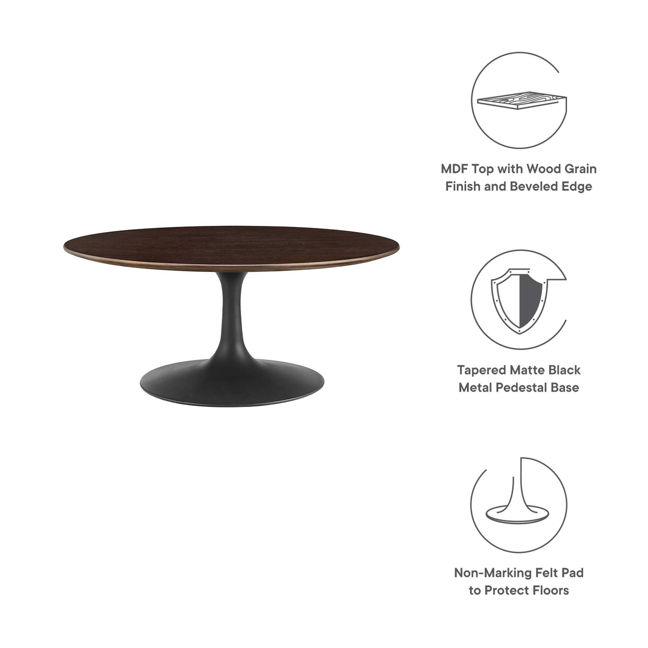 Ensemble Round Coffee Table, Medium, Black & Cherry Walnut