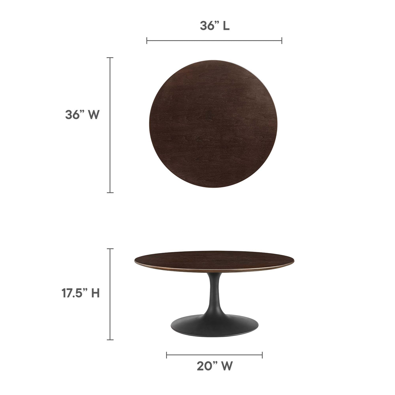 Ensemble Round Coffee Table, Medium, Black & Cherry Walnut