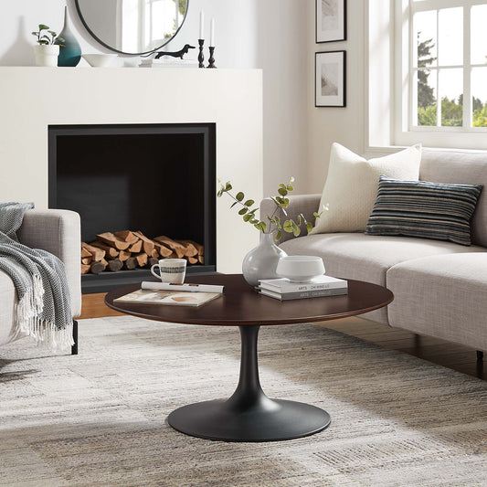 Ensemble Round Coffee Table, Medium, Black & Cherry Walnut