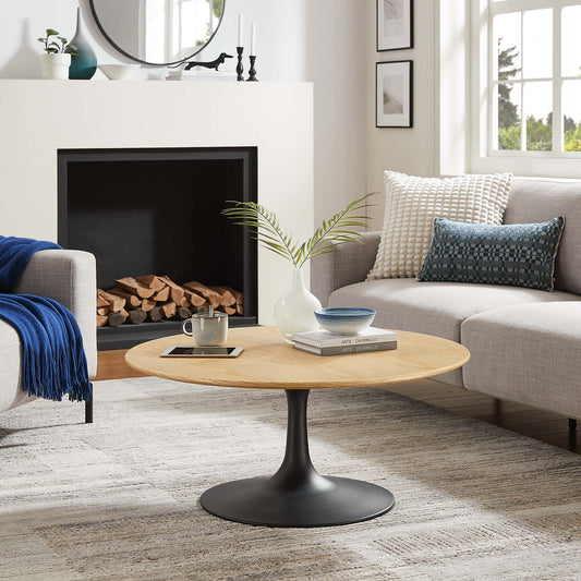 Ensemble Round Coffee Table, Medium, Black & Natural Wood
