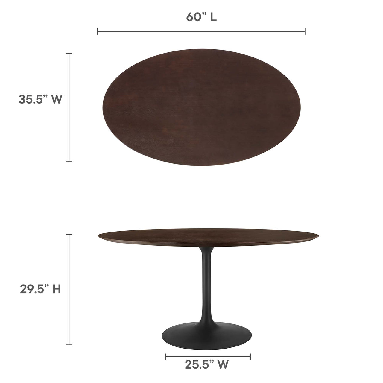 Ensemble Oval Dining Table, Large, Black & Cherry Walnut