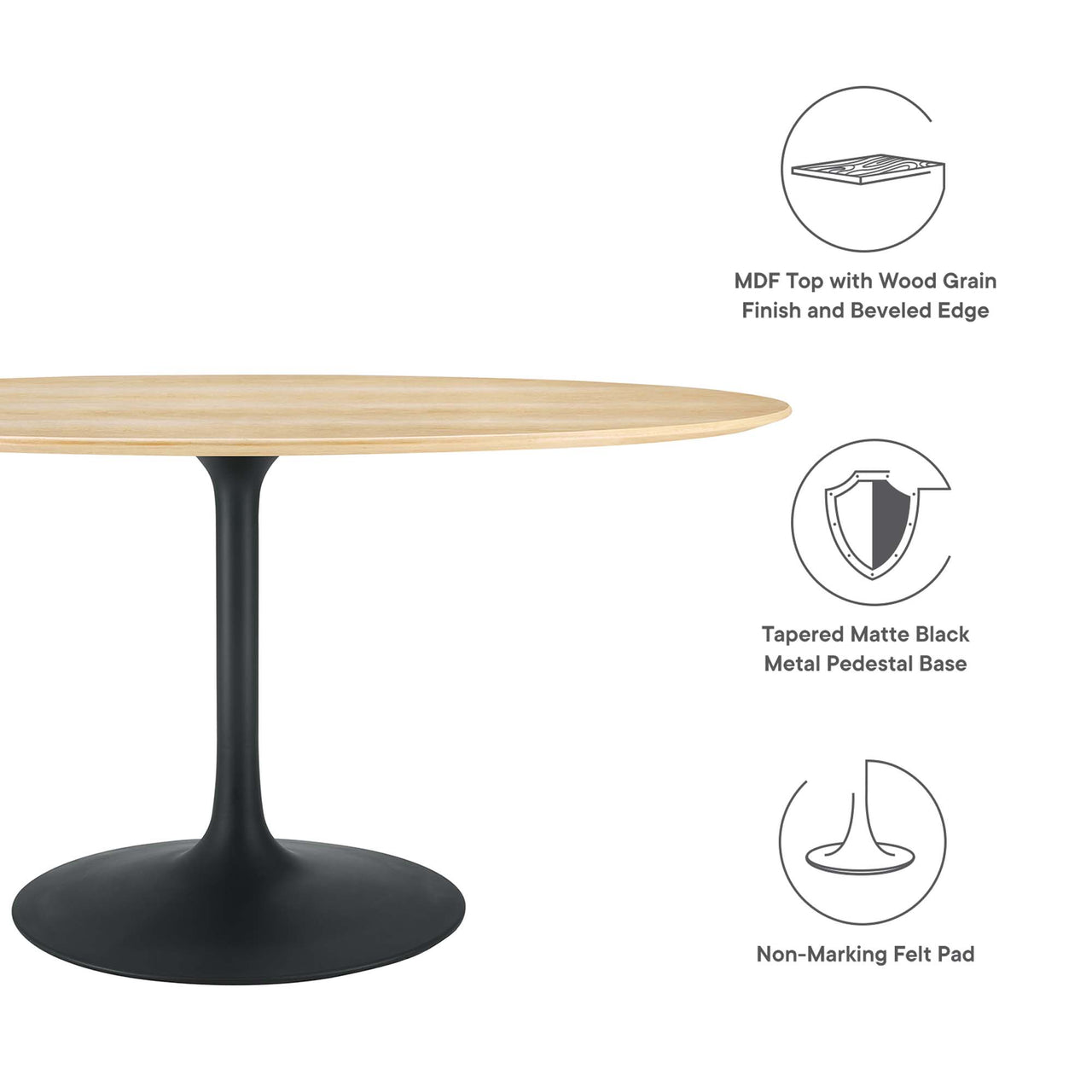 Ensemble Oval Dining Table, Large, Black & Natural Wood