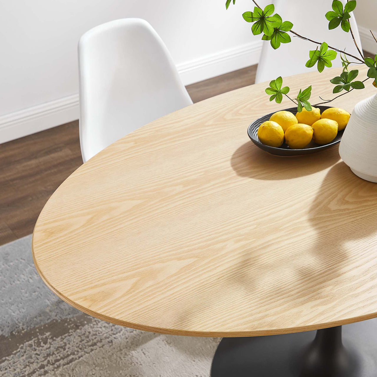 Ensemble Oval Dining Table, Large, Black & Natural Wood