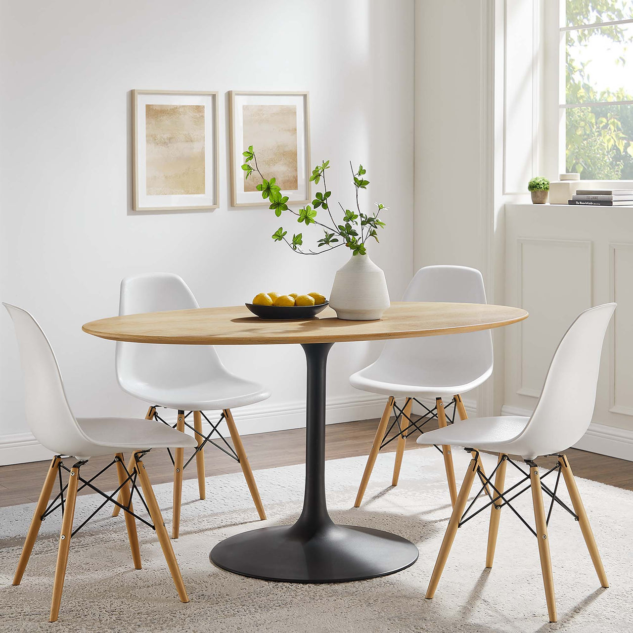 Ensemble Oval Dining Table, Large, Black & Natural Wood