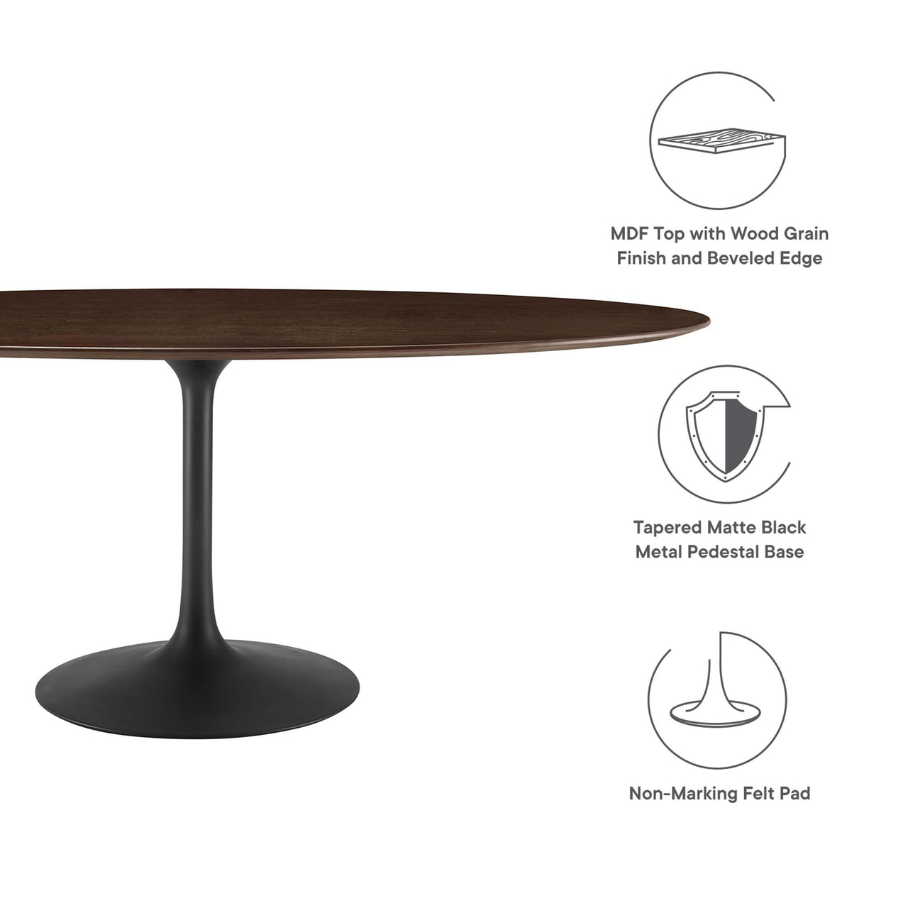 Ensemble Oval Dining Table, Extra Large, Black & Cherry Walnut