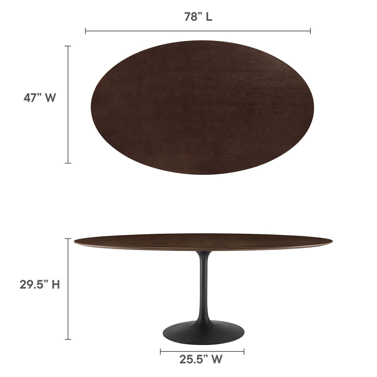 Ensemble Oval Dining Table, Extra Large, Black & Cherry Walnut