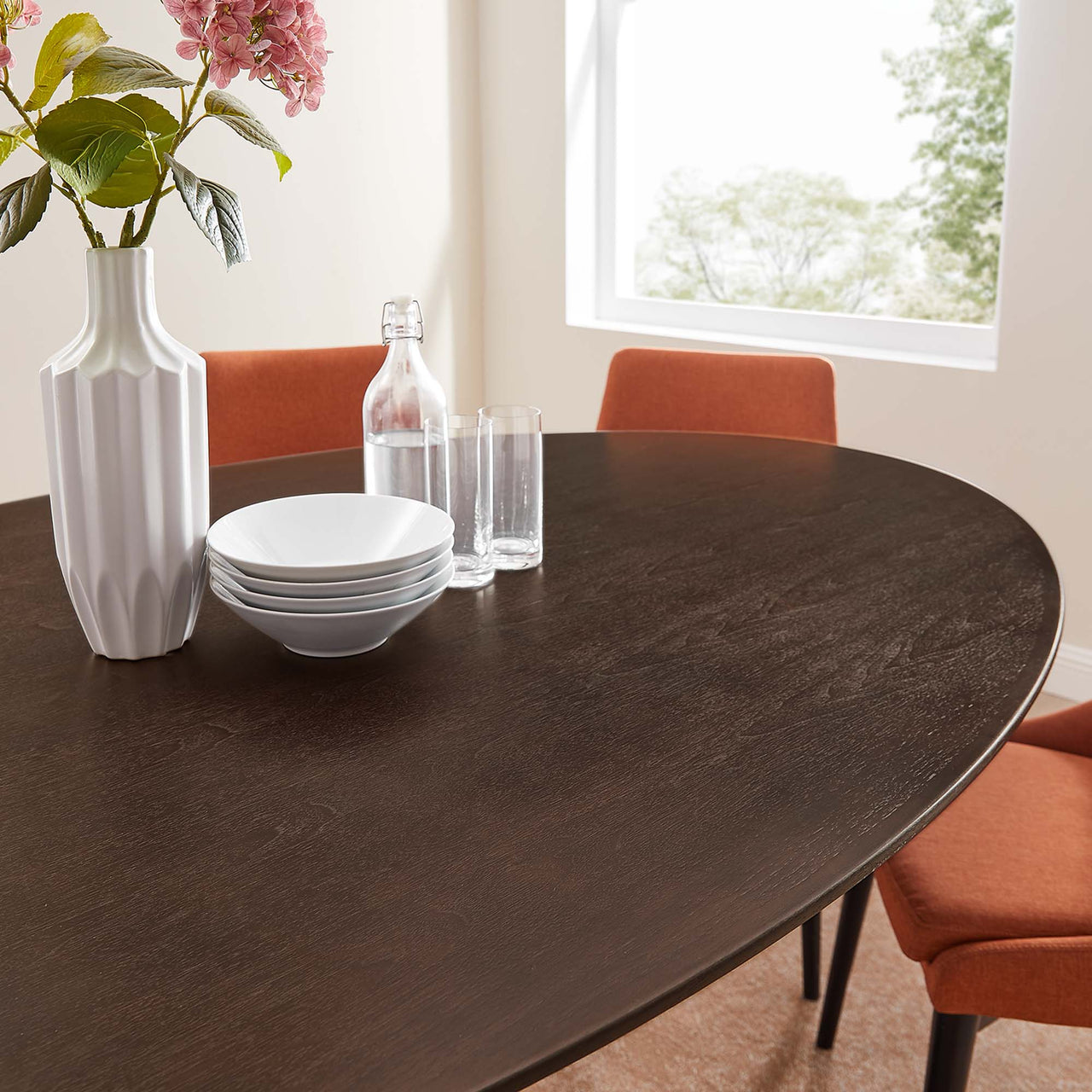 Ensemble Oval Dining Table, Extra Large, Black & Cherry Walnut