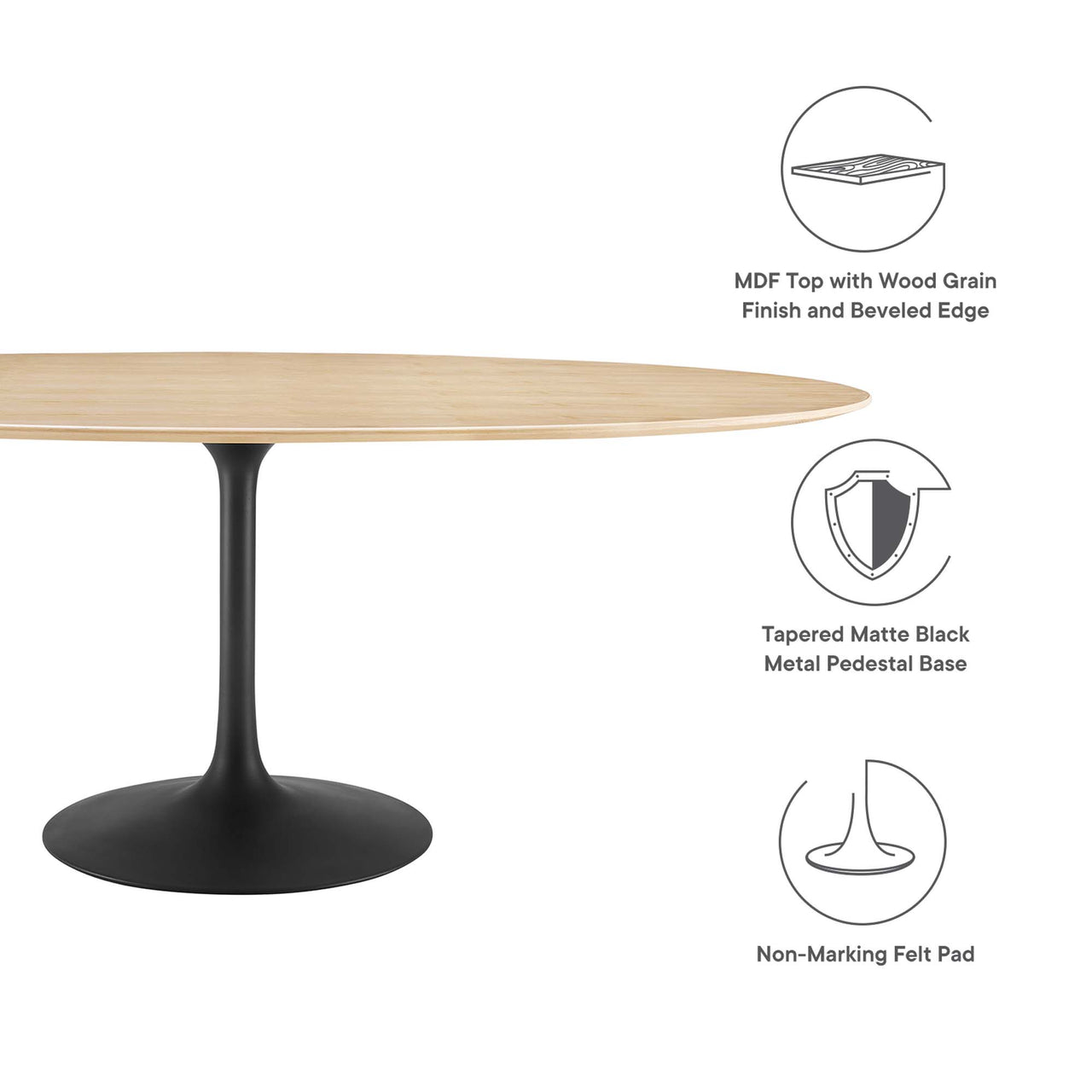 Ensemble Oval Dining Table, Extra Large, Black & Natural Wood