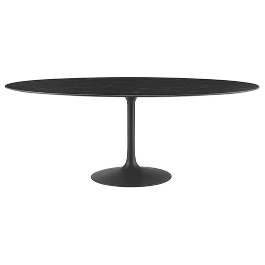 Ensemble Oval Faux Marble Dining Table, Extra Large, Black