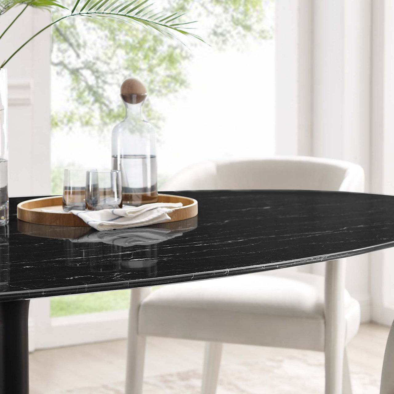 Ensemble Oval Faux Marble Dining Table, Extra Large, Black