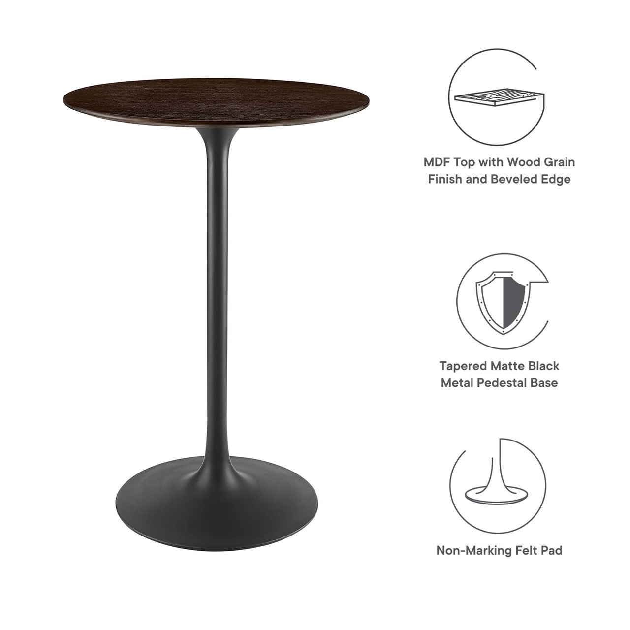 Ensemble Round Bar Table, Black & Cherry Walnut