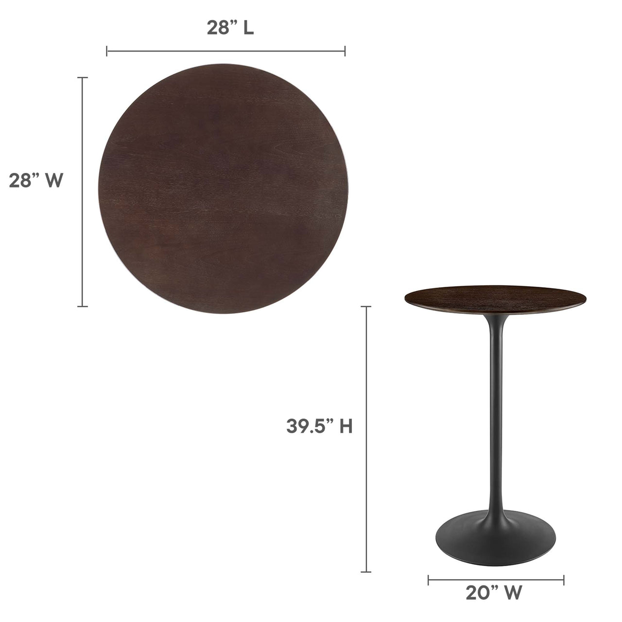 Ensemble Round Bar Table, Black & Cherry Walnut