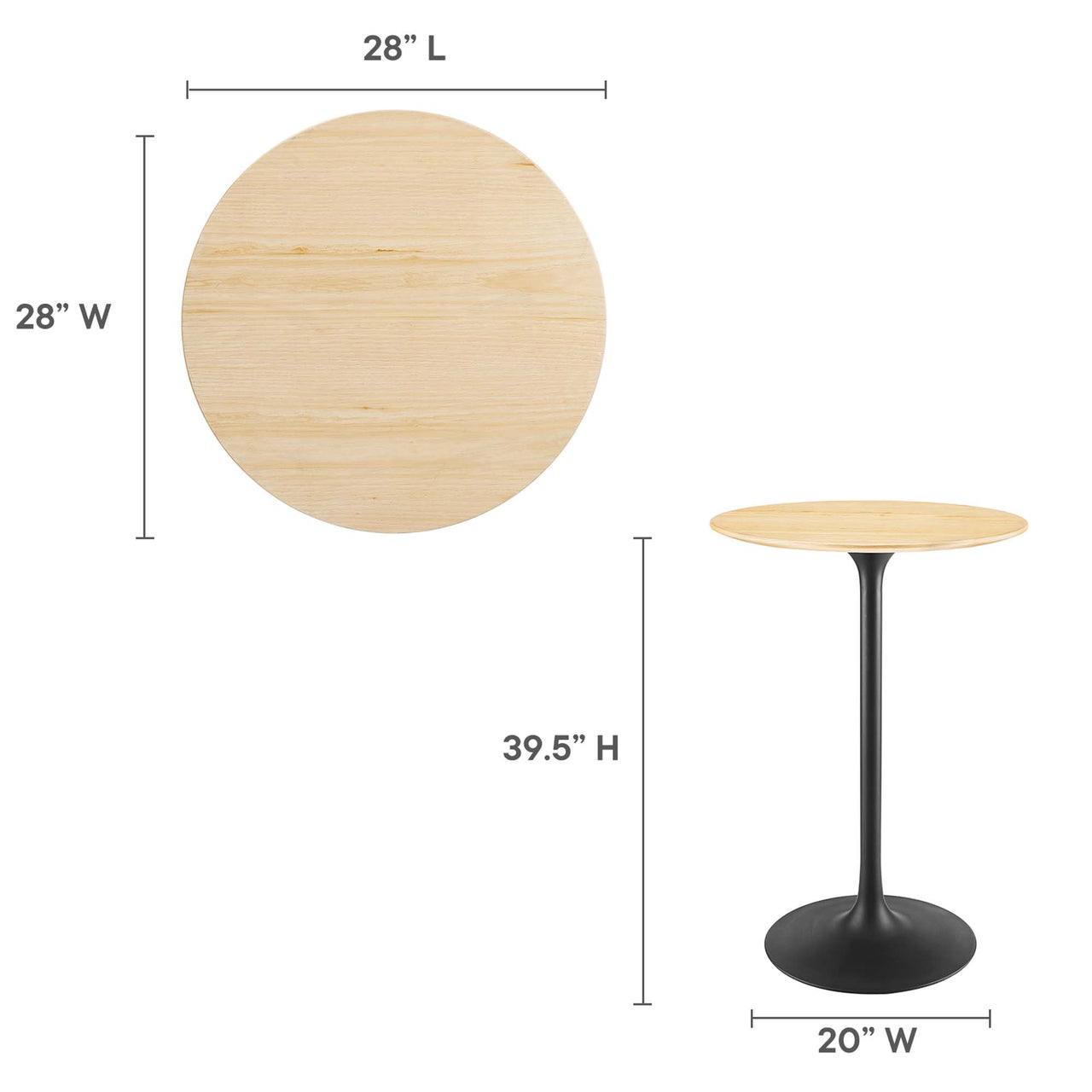 Ensemble Round Bar Table, Black & Natural Wood
