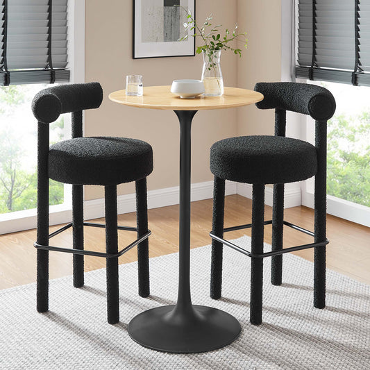 Ensemble Round Bar Table, Black & Natural Wood